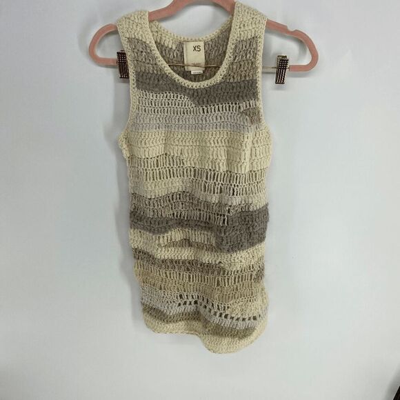 Anthropologie far away from close women tan preown loose knit tank top tunic XS - Picture 5 of 7